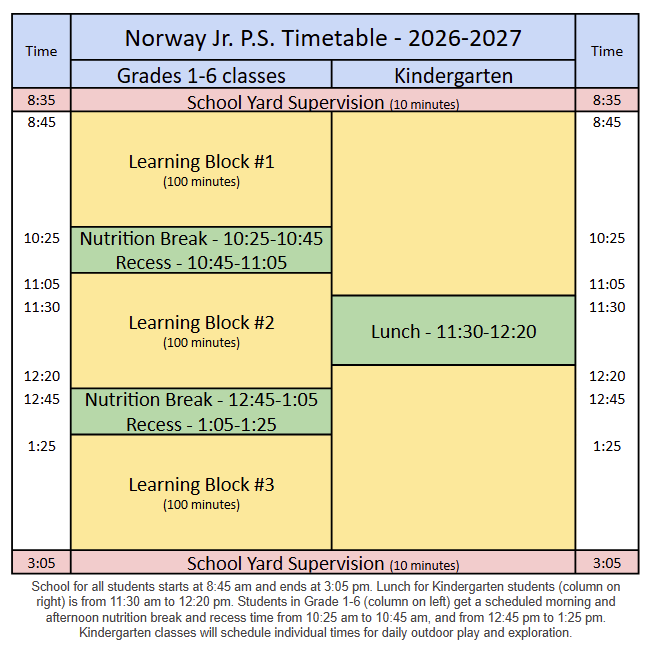 Norway Timetable - 2026-2027